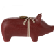 Rotājums - svečturis Wooden pig Medium Red Maileg