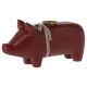 Rotājums - svečturis Wooden pig Medium Red Maileg