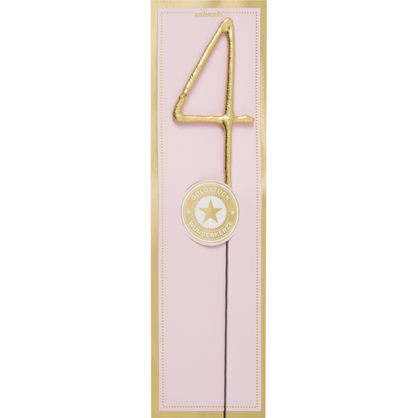 Brīnumsvecīte cipars "4" Classic Gold Wondercandle