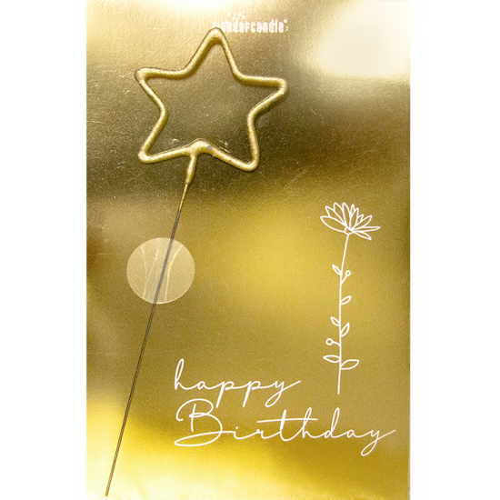 Kartiņa ar brīnumsvecīti Happy birthday Classic Gold 