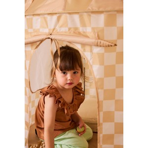 Rotaļu telts - māja - vigvams STAR check yellow Kids Concept